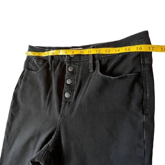 Madewell 10” High Rise Button Fly Jeggings Blown Out Knees 31P Black - Picture 9 of 16